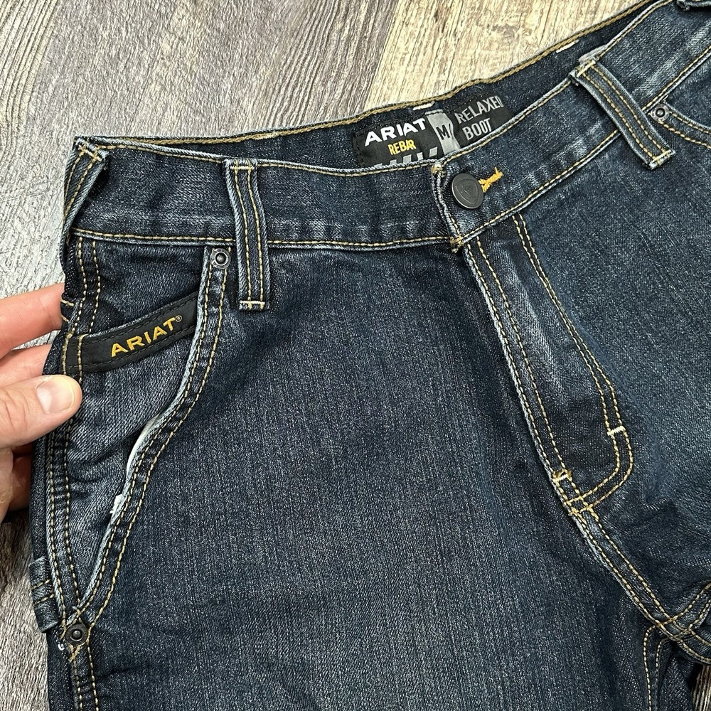 ARIAT Rebar M4 Relaxed Boot Cut Jean Phantom Carpenter Men's Size 30x30 Workwear - Picture 4 of 15